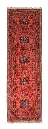 Runner Afghan Rug - Kunduz - 298 x 79 cm - red