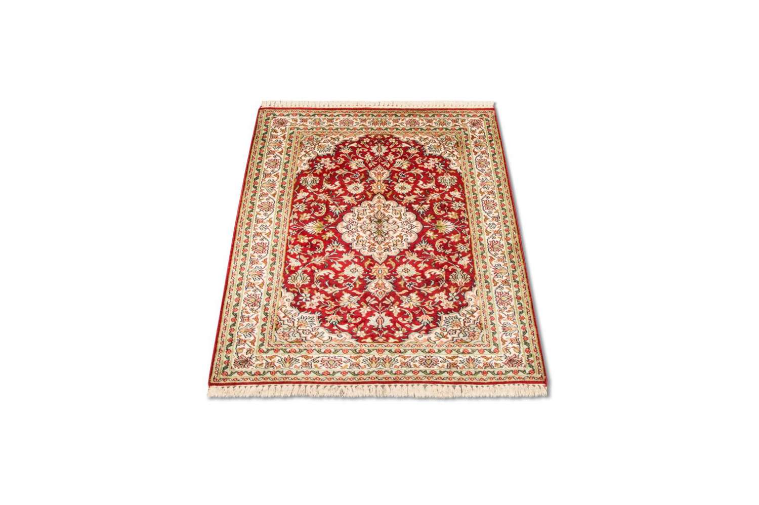 Silk Rug - Kashmir Silk - 120 x 80 cm - red