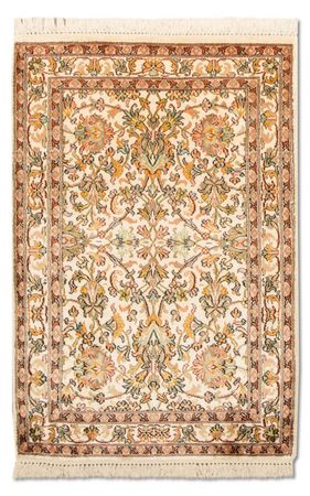 Silk Rug - Kashmir Silk - 95 x 62 cm - beige