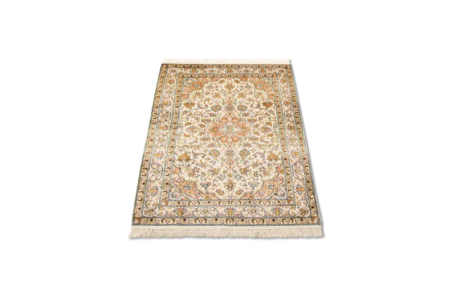 Silk Rug - Kashmir Silk - 95 x 62 cm - beige