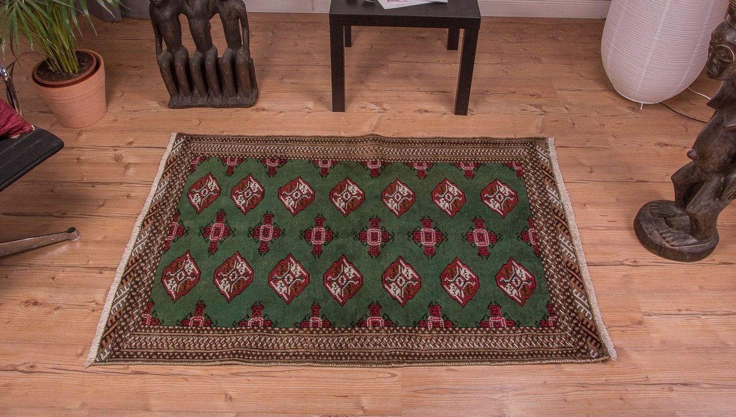 Turkaman Rug - 143 x 99 cm - green