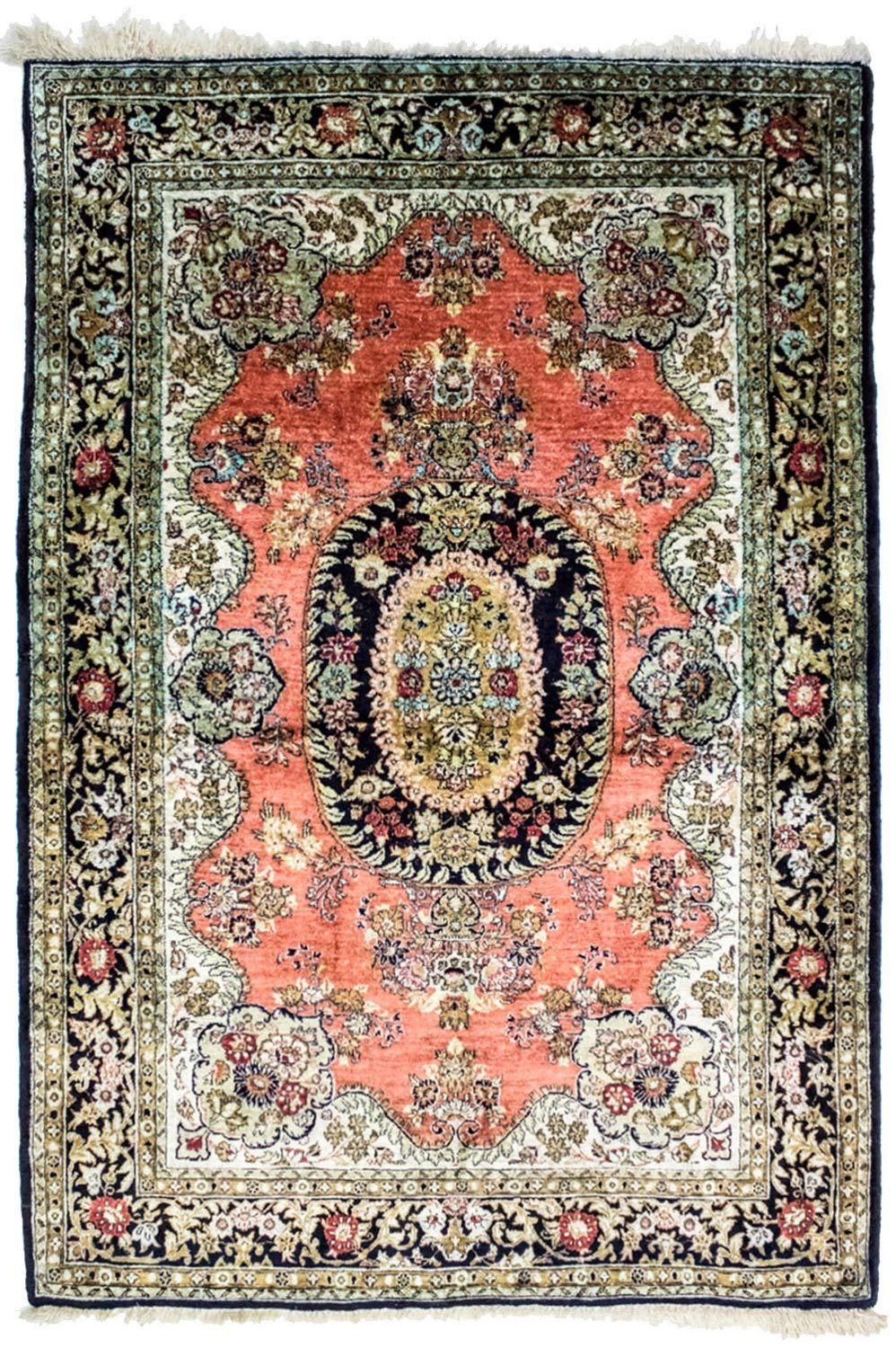 Silk Rug - Kayseri - 155 x 110 cm - rust