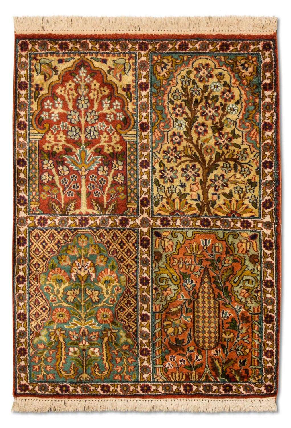 Silk Rug - Kashmir Silk - 91 x 65 cm - multicolored