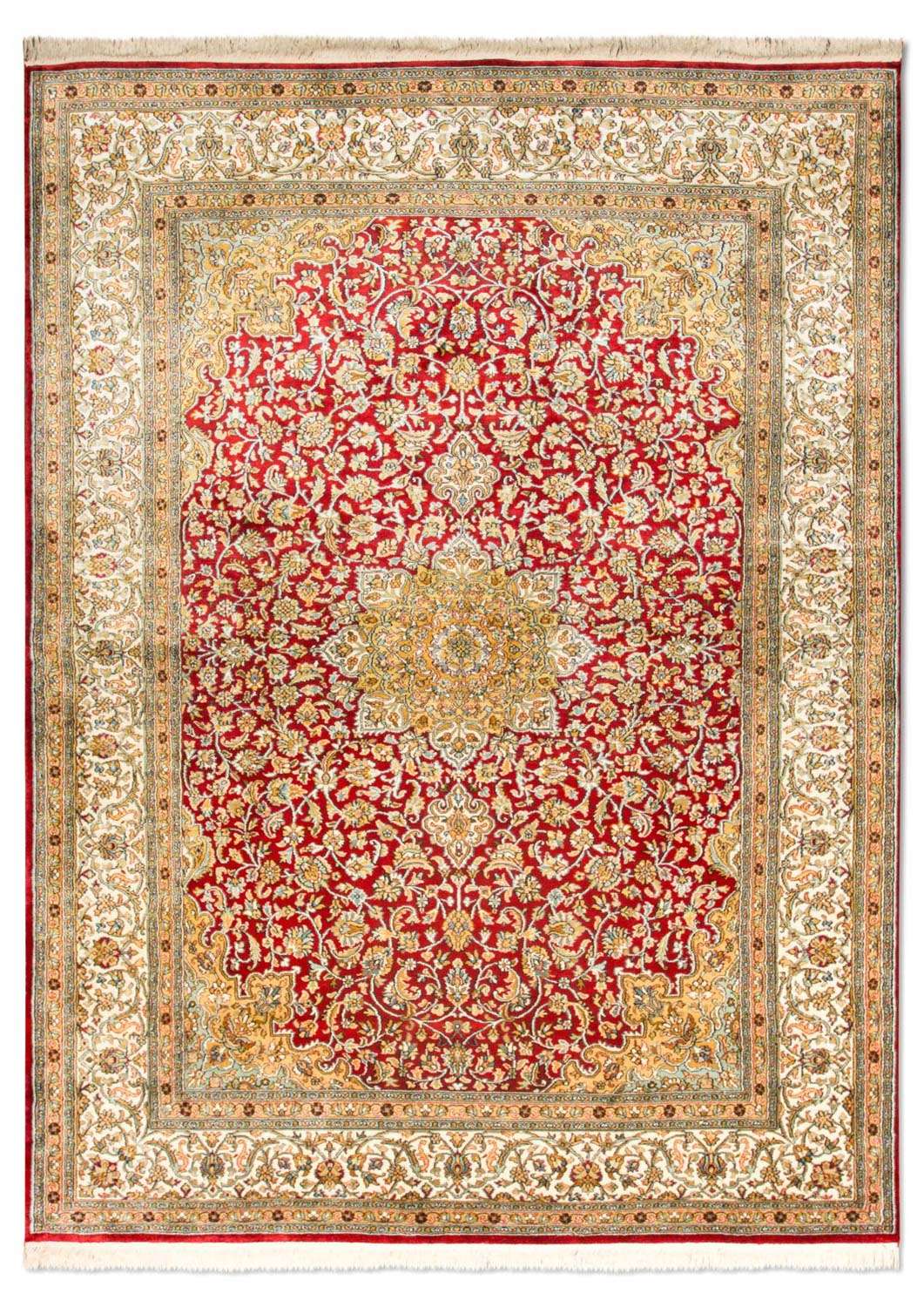 Silk Rug - Kashmir Silk - 216 x 153 cm - red