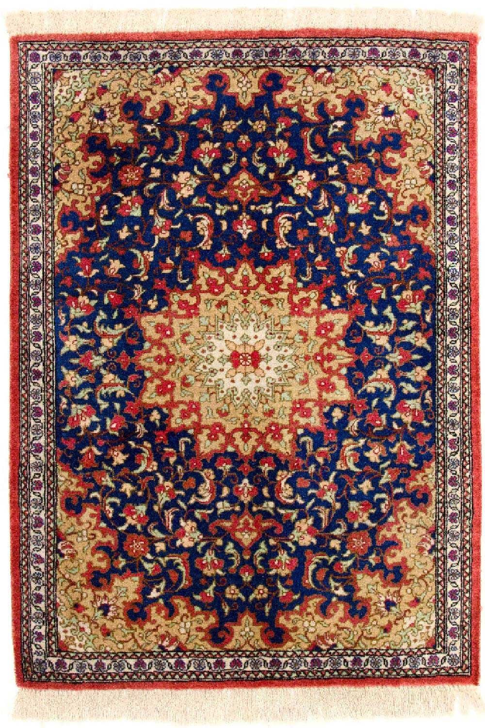 Silk Rug - Ghom Silk - Premium - 75 x 56 cm - blue