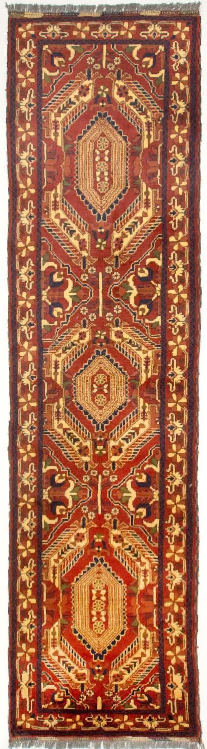 Runner Afghan Rug - Hatschlu - 307 x 83 cm - red