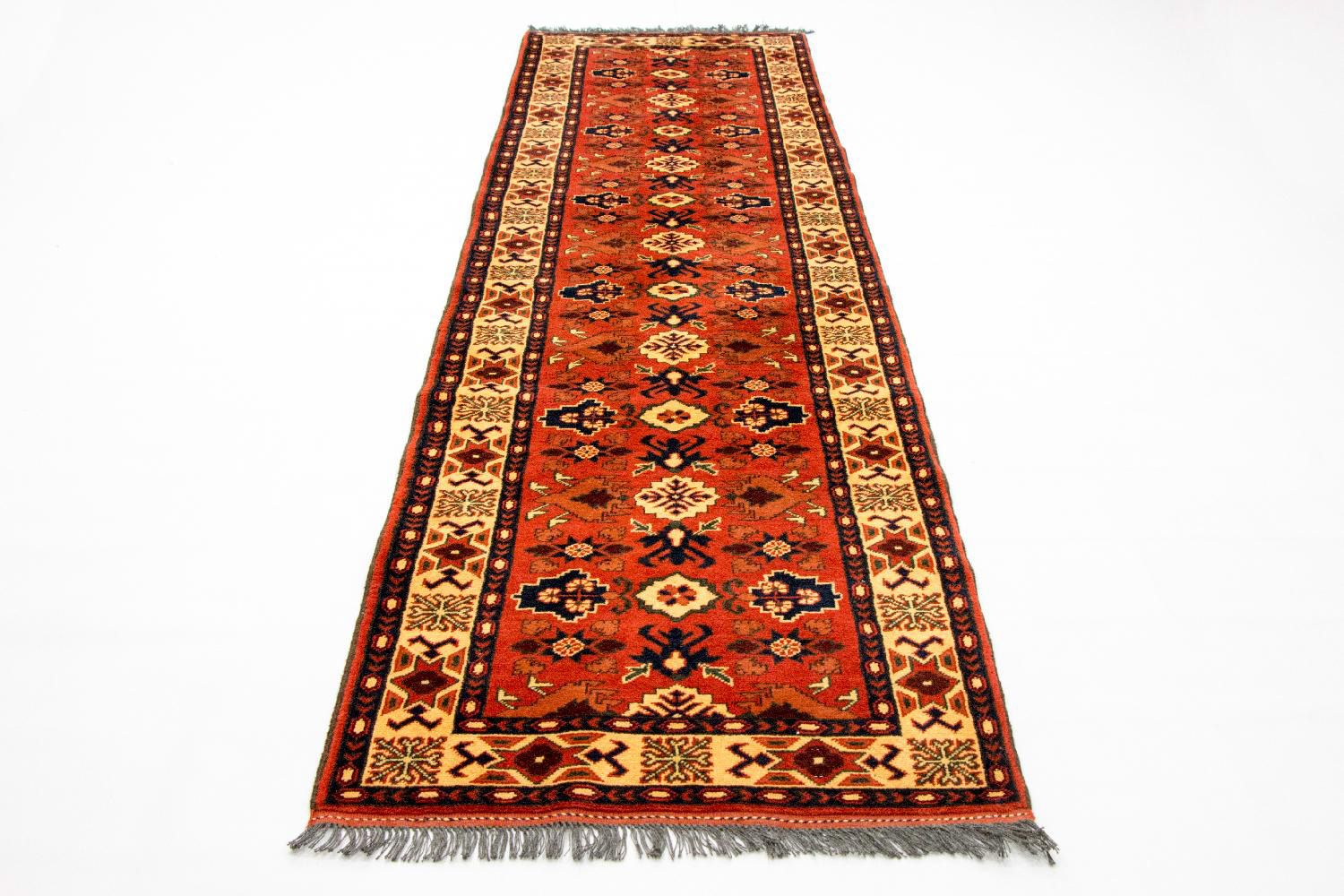 Runner Afghan Rug - Hatschlu - 305 x 84 cm - orange