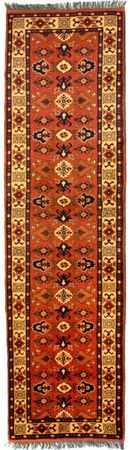 Runner Afghan Rug - Hatschlu - 305 x 84 cm - orange