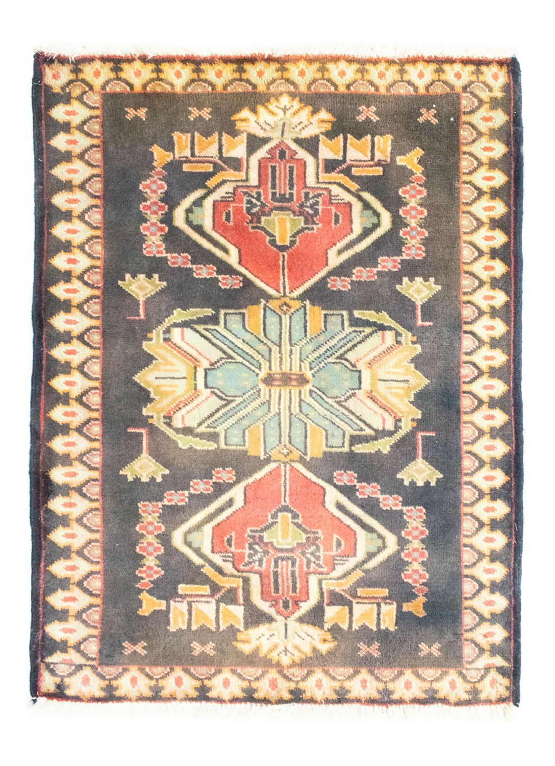 Turkaman Rug - 87 x 67 cm - dark blue