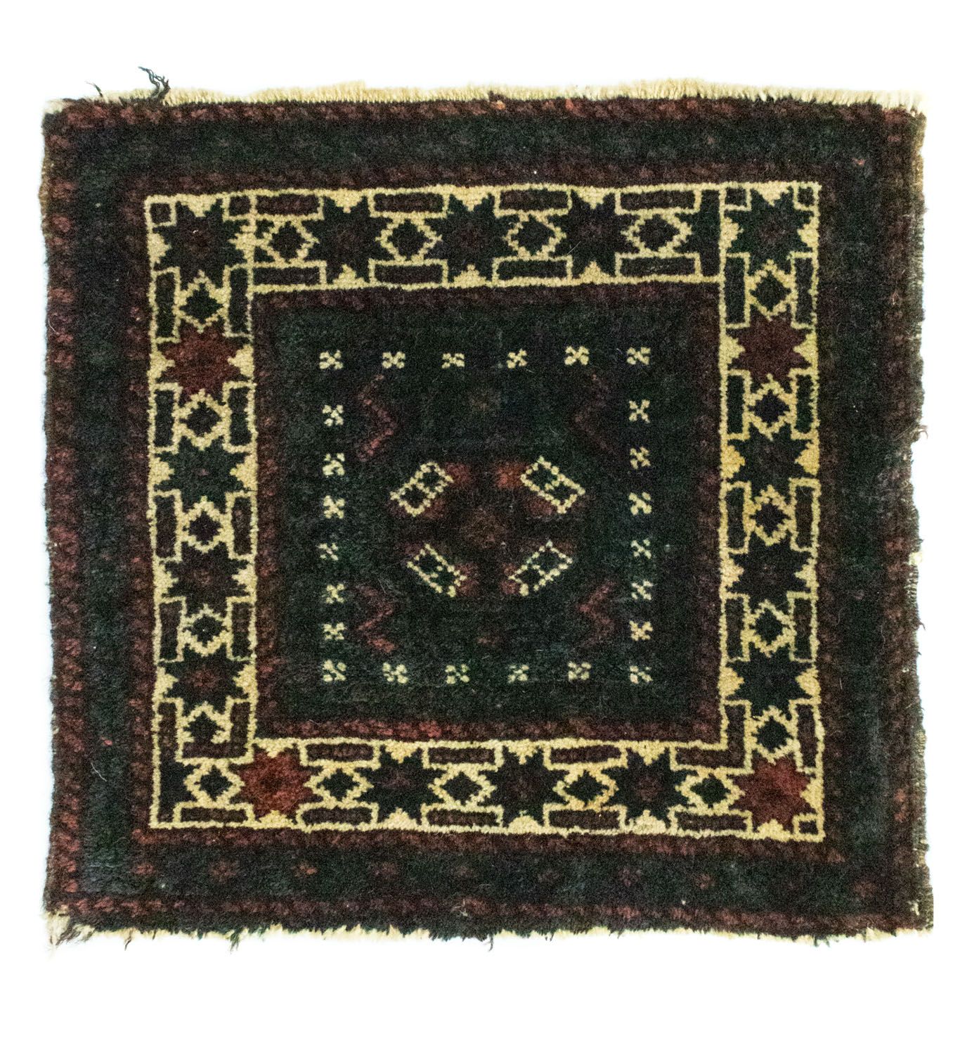 Afghan Rug square  - 35 x 33 cm - blue