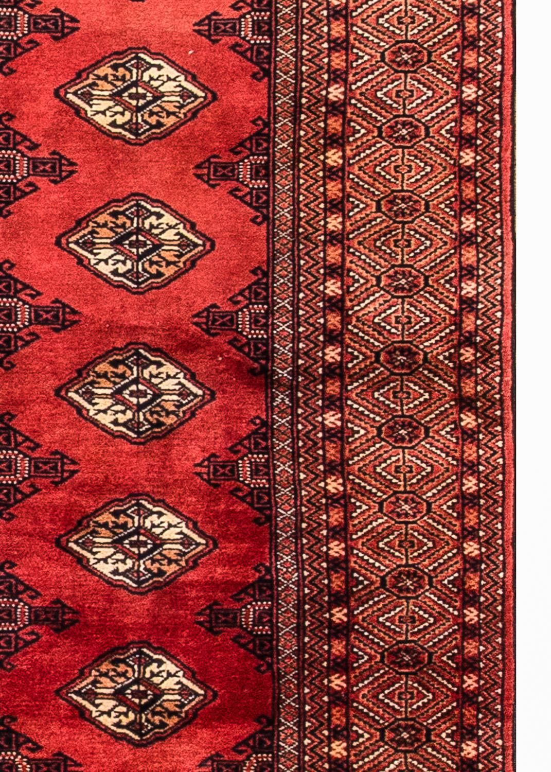 Runner Turkaman Rug - 369 x 106 cm - red