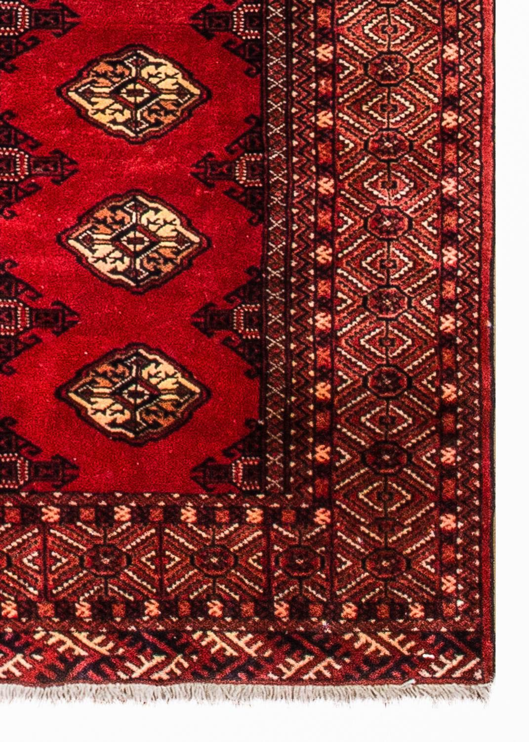 Runner Turkaman Rug - 369 x 106 cm - red