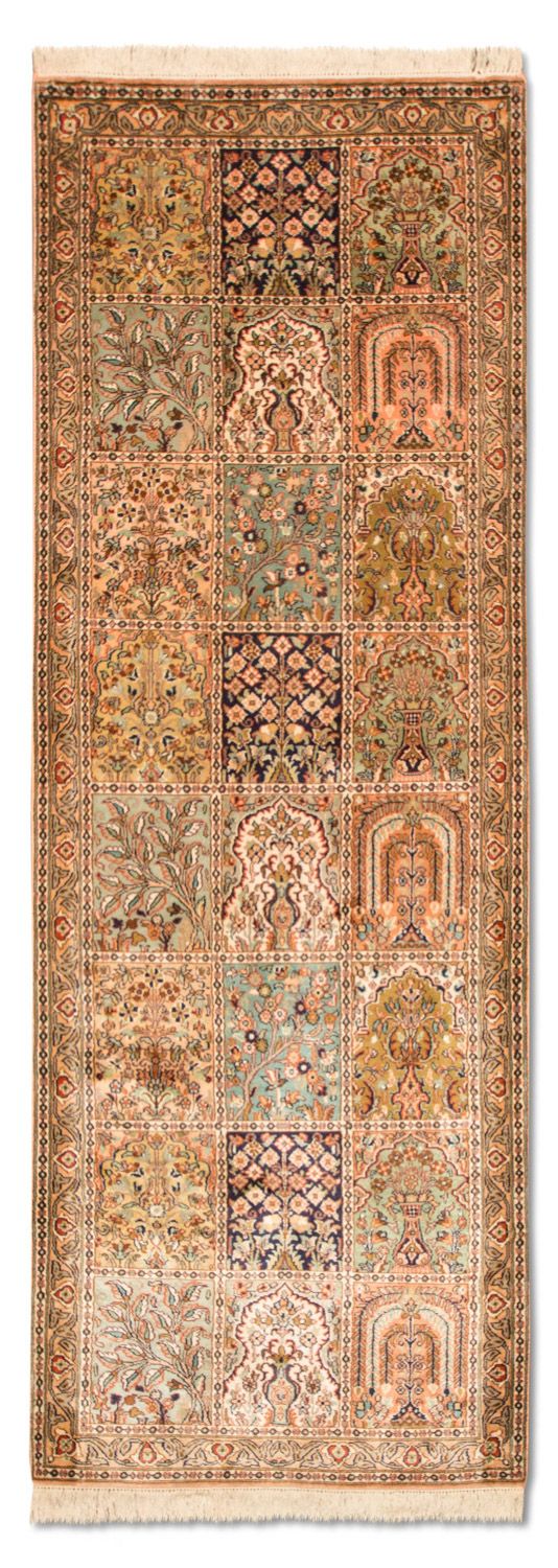 Runner Silk Rug - Kashmir Silk - 214 x 74 cm - multicolored