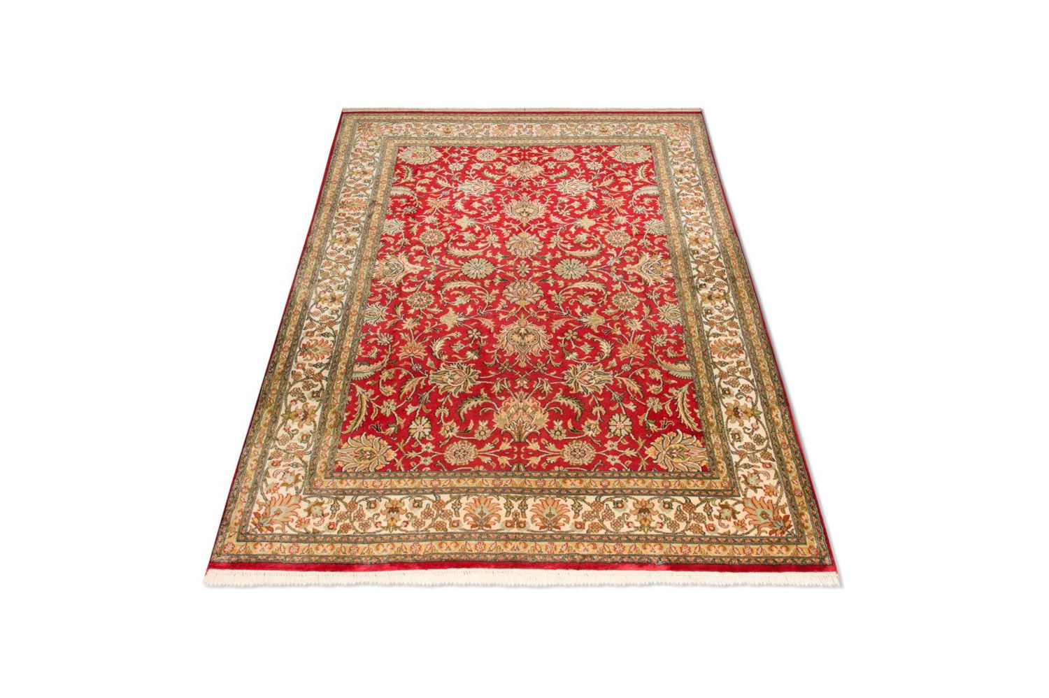 Silk Rug - Kashmir Silk - 214 x 150 cm - red