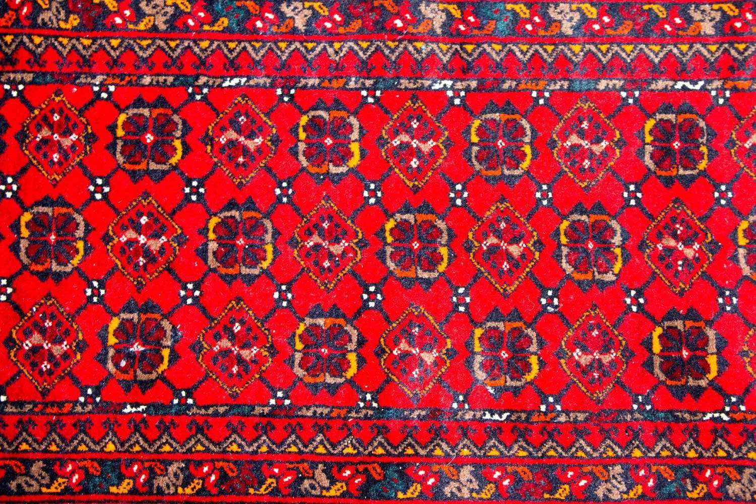 Runner Afghan Rug - Bukhara - 257 x 83 cm - red