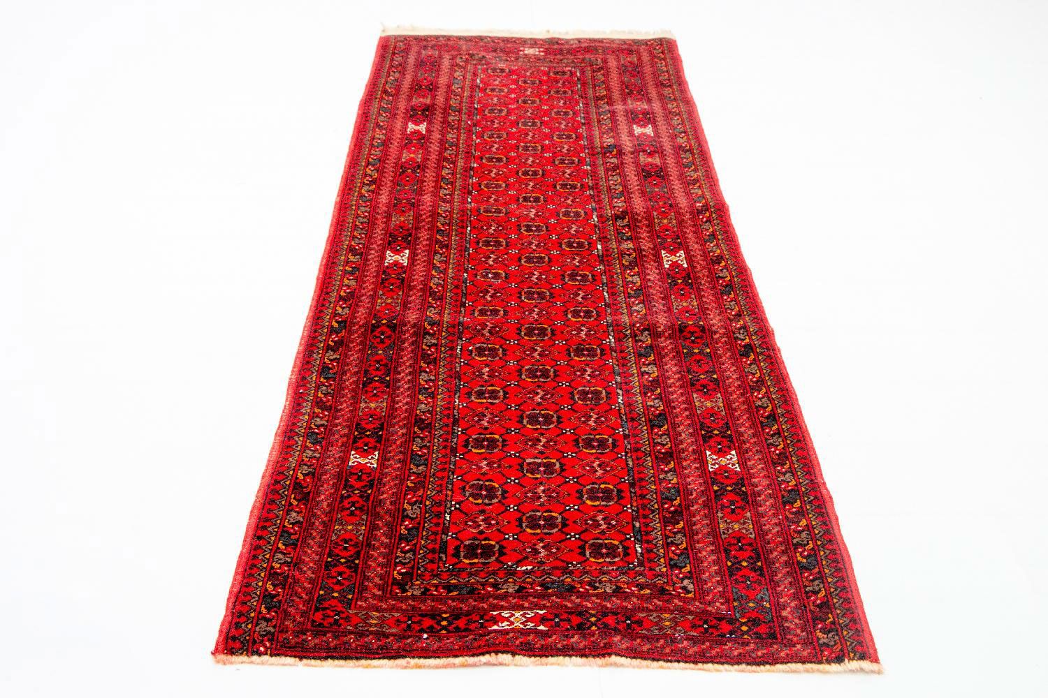 Runner Afghan Rug - Bukhara - 257 x 83 cm - red