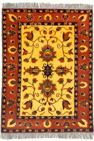 Afghan Rug - Hatschlu - 201 x 155 cm - yellow