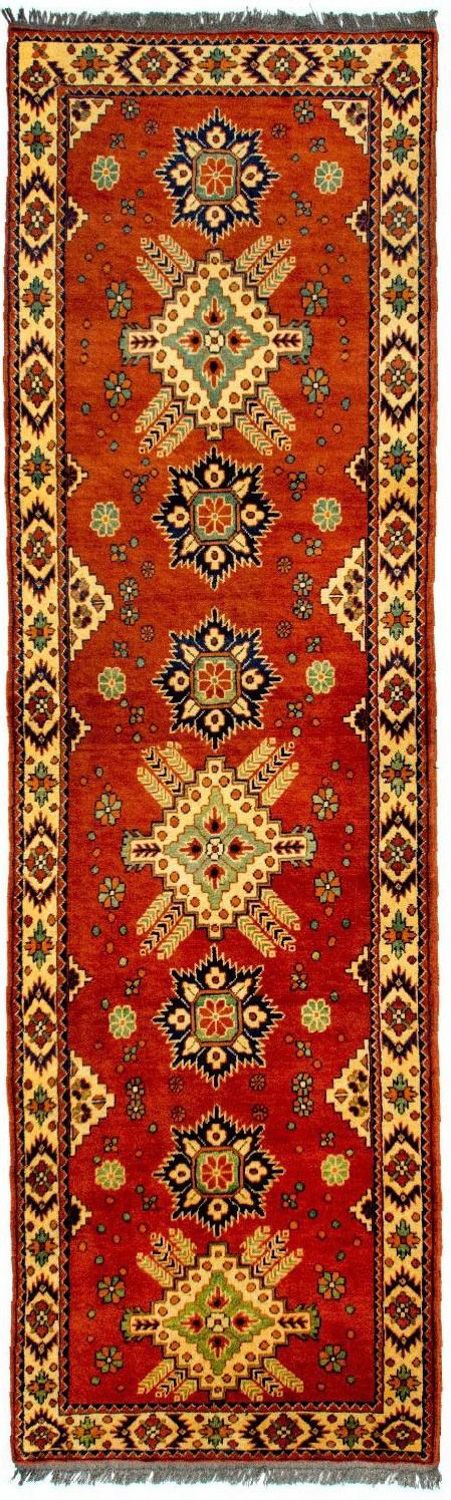 Runner Afghan Rug - Hatschlu - 296 x 88 cm - red