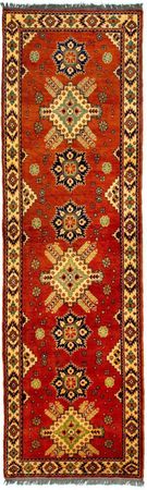 Runner Afghan Rug - Hatschlu - 296 x 88 cm - red