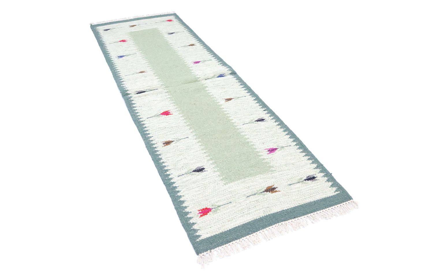 Runner Kelim Rug - Trendy - 250 x 80 cm - light green