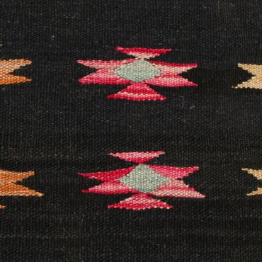 Runner Kelim Rug - Splash - 195 x 85 cm - black