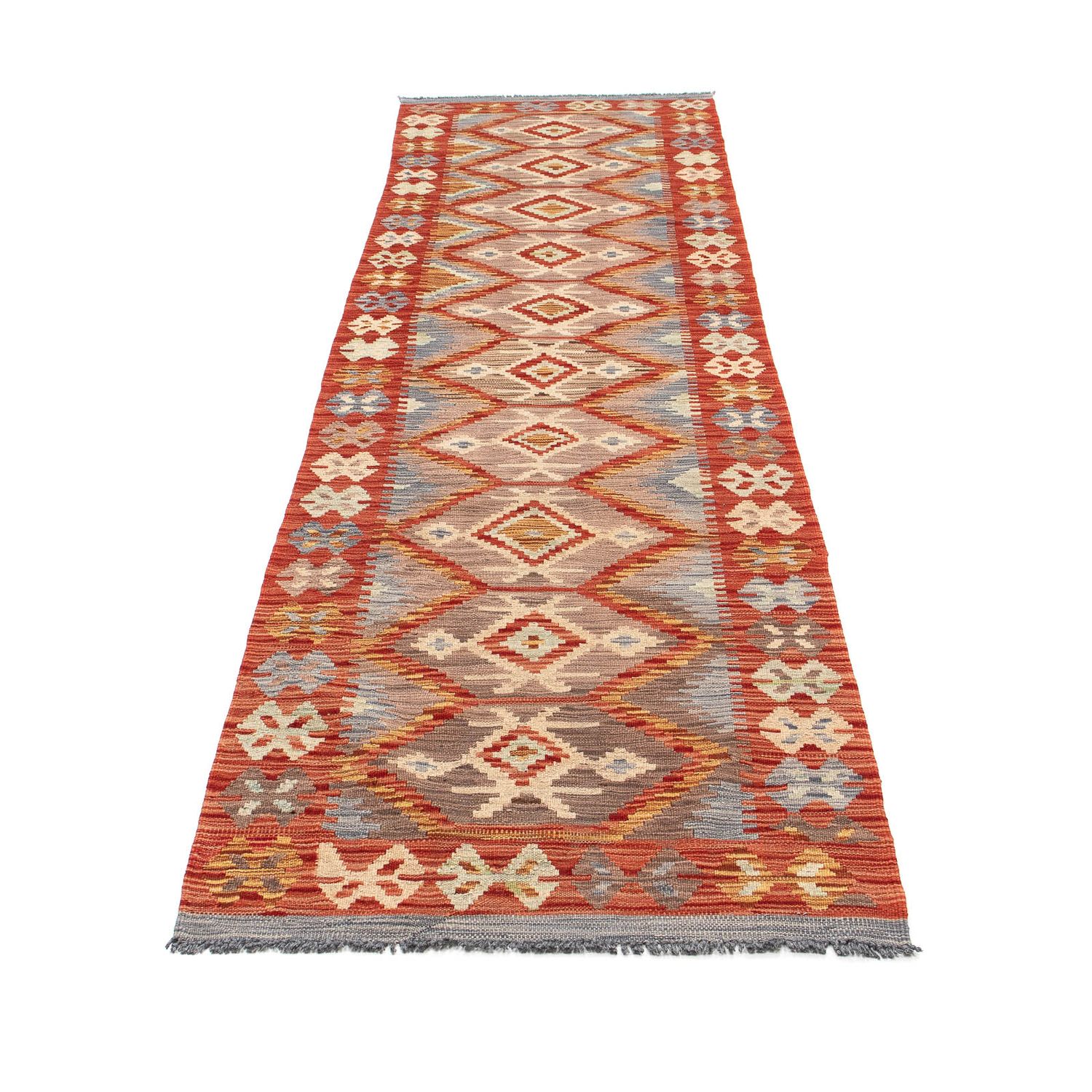 Runner Kelim Rug - Splash - 298 x 77 cm - red