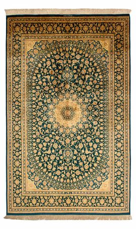 Silk Rug - Ghom Silk - Premium - 216 x 132 cm - dark blue