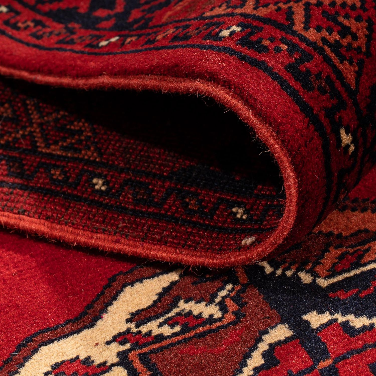 Runner Afghan Rug - 356 x 82 cm - dark red