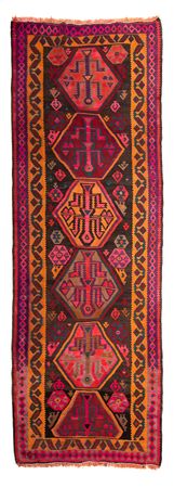 Runner Kelim Rug - Old - 375 x 142 cm - multicolored