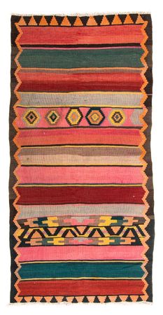 Runner Kelim Rug - Old - 250 x 120 cm - multicolored