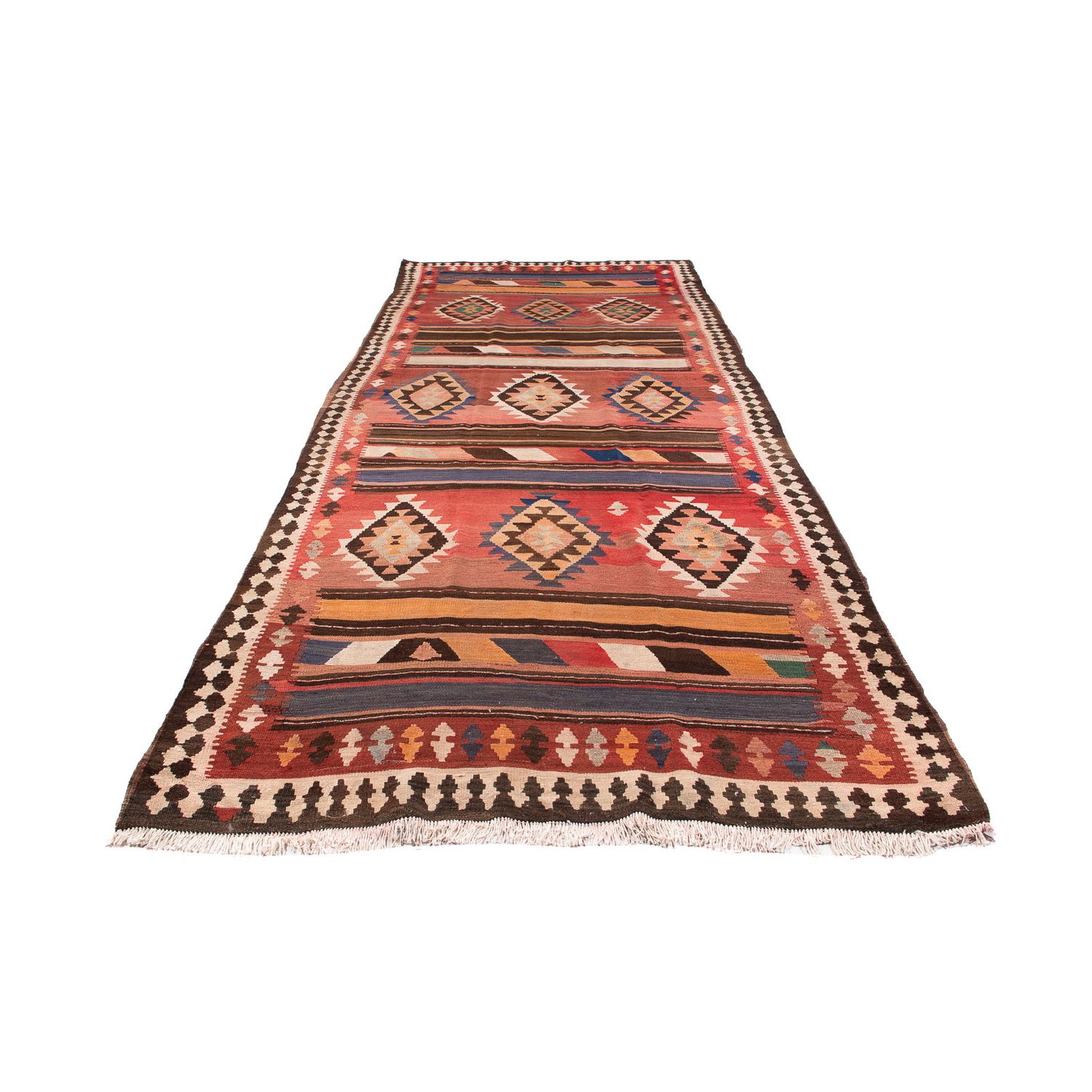 Runner Kelim Rug - Old - 390 x 170 cm - multicolored