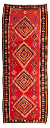 Runner Kelim Rug - Old - 400 x 155 cm - multicolored