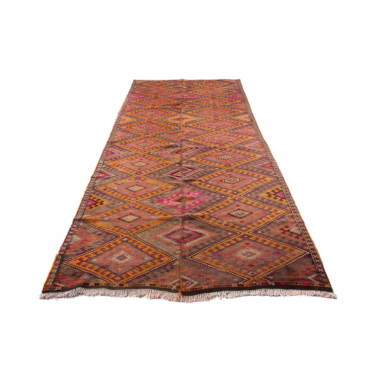 Runner Kelim Rug - Old - 370 x 140 cm - multicolored