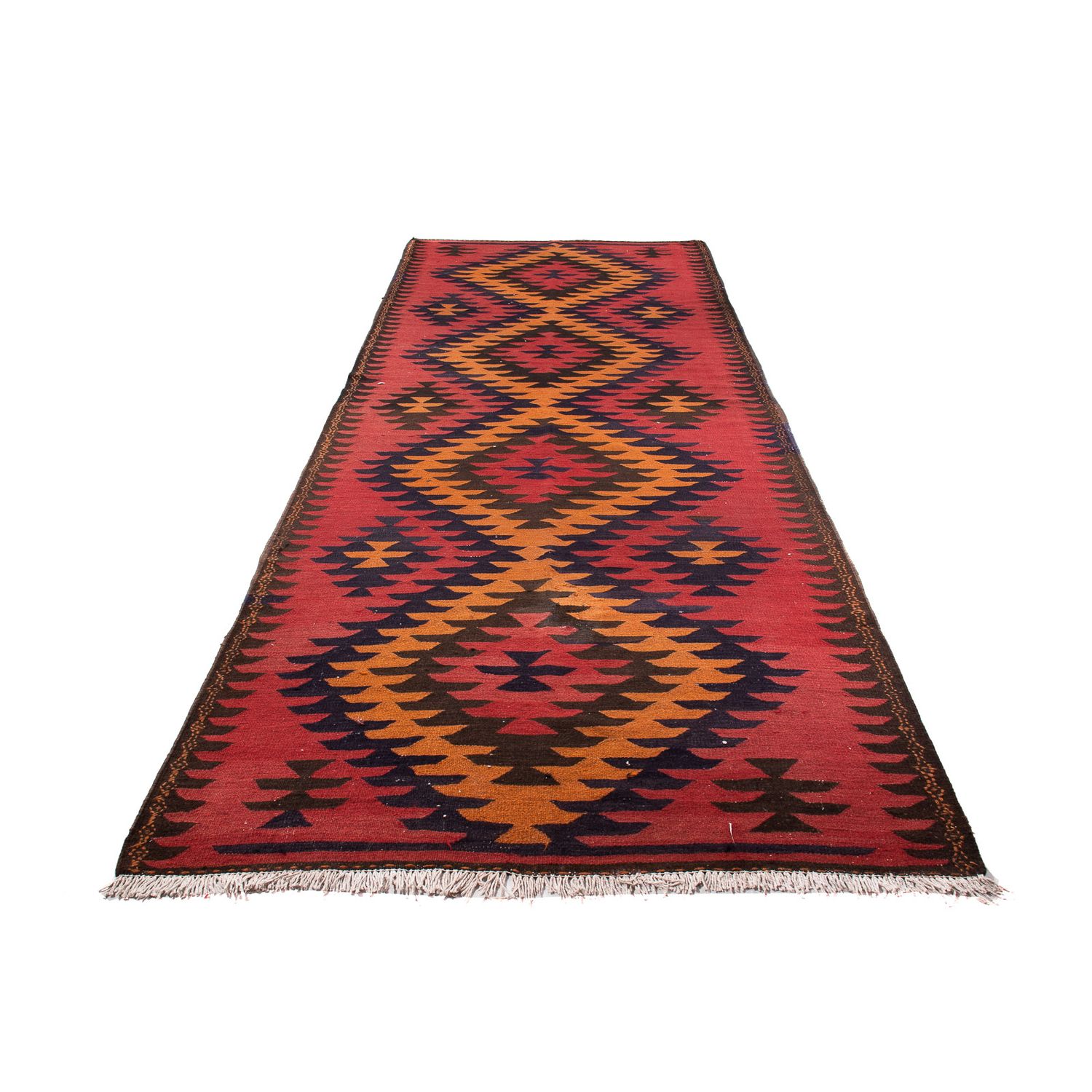 Runner Kelim Rug - Old - 395 x 150 cm - multicolored