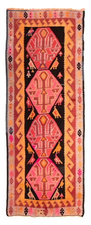 Runner Kelim Rug - Old - 265 x 110 cm - multicolored