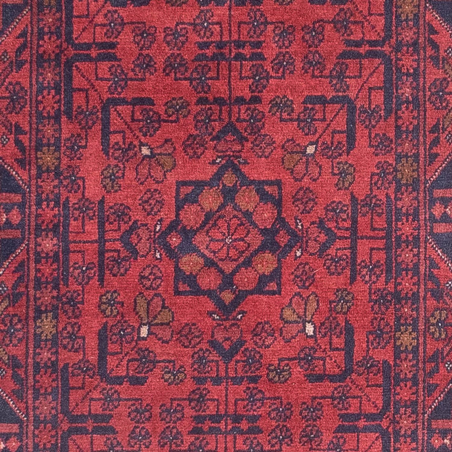 Runner Afghan Rug - Kunduz - 287 x 84 cm - dark red