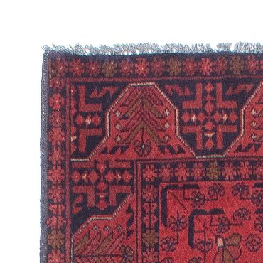 Runner Afghan Rug - Kunduz - 287 x 84 cm - dark red