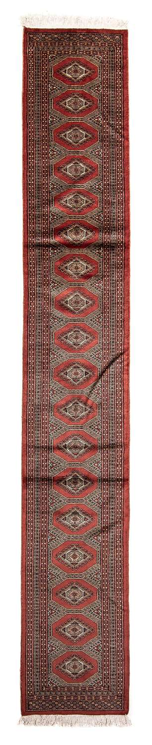 Runner Afghan Rug - Bukhara - 396 x 64 cm - dark red