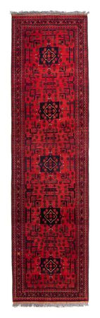 Runner Afghan Rug - Kunduz - 298 x 79 cm - dark red