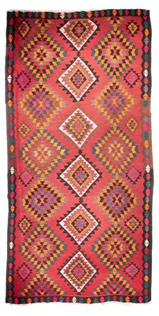 Runner Kelim Rug - Old - 430 x 210 cm - red