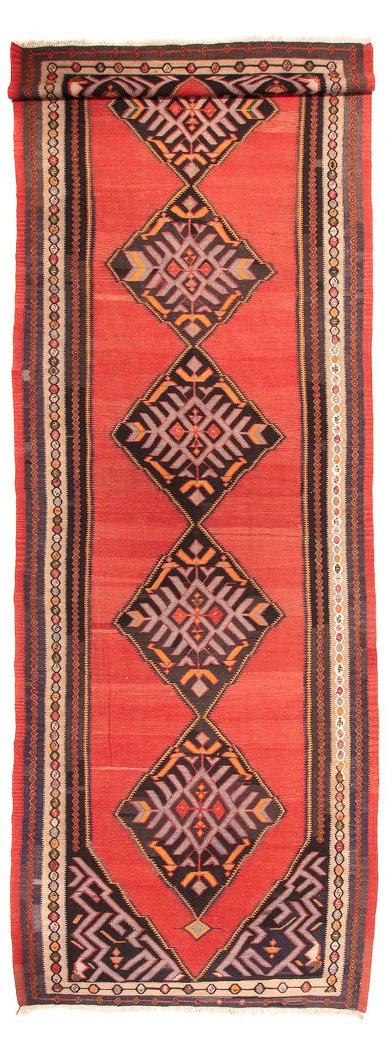 Runner Kelim Rug - Old - 440 x 140 cm - red