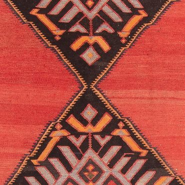 Runner Kelim Rug - Old - 440 x 140 cm - red