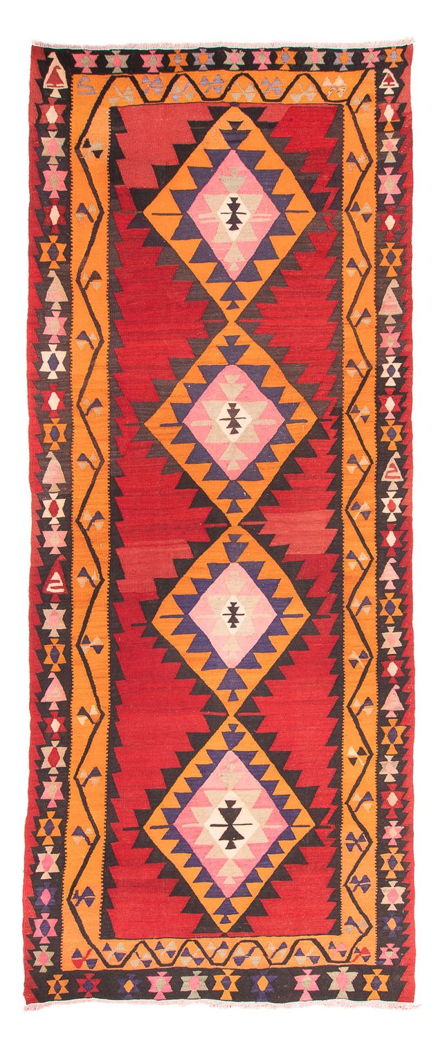 Runner Kelim Rug - Old - 390 x 150 cm - red