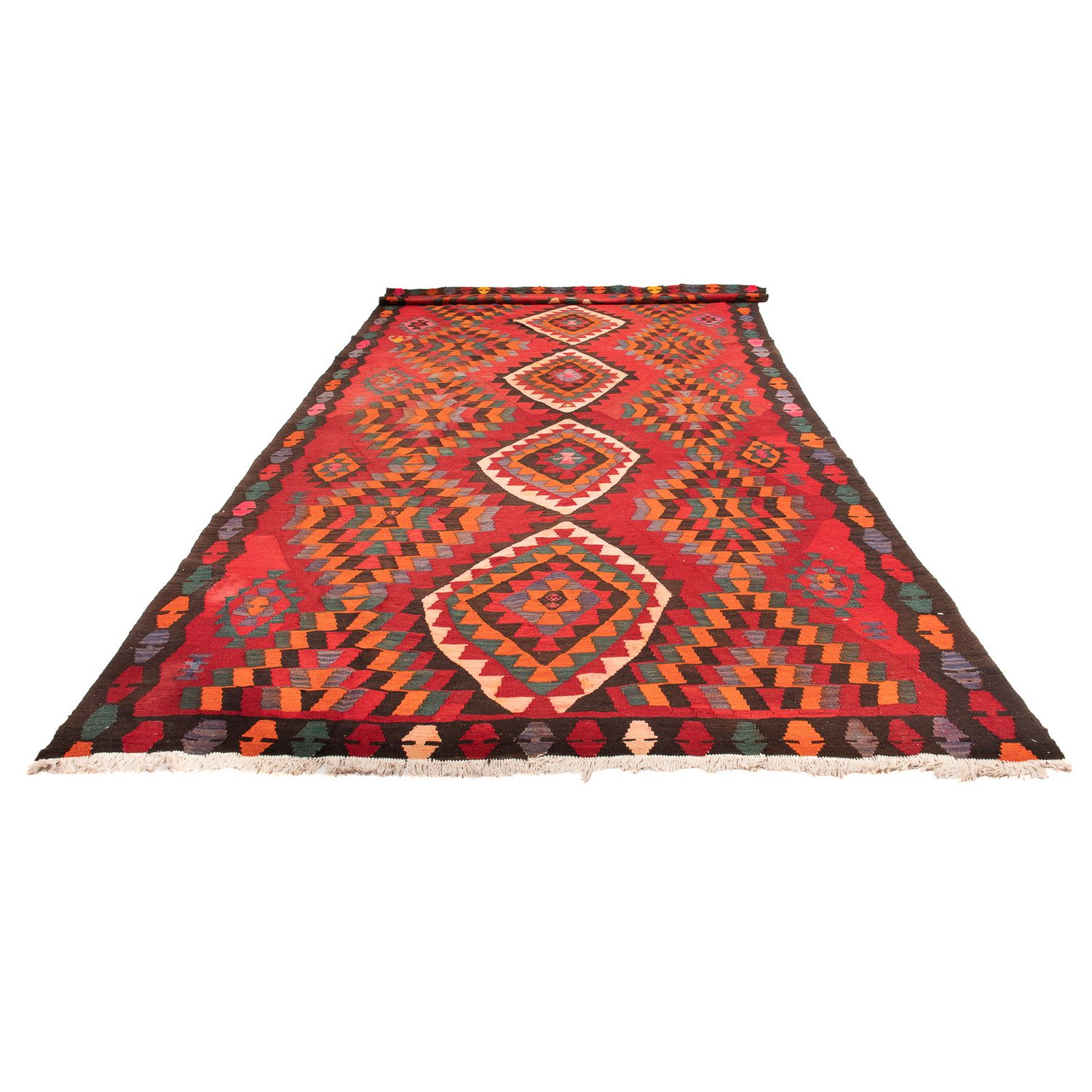 Runner Kelim Rug - Old - 430 x 210 cm - red