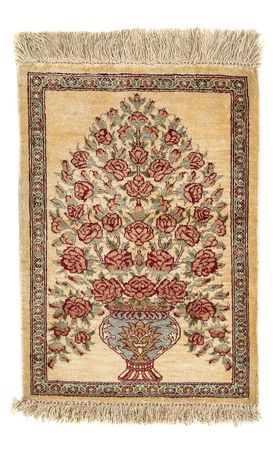 Silk Rug - Ghom Silk - Premium - 41 x 31 cm - beige