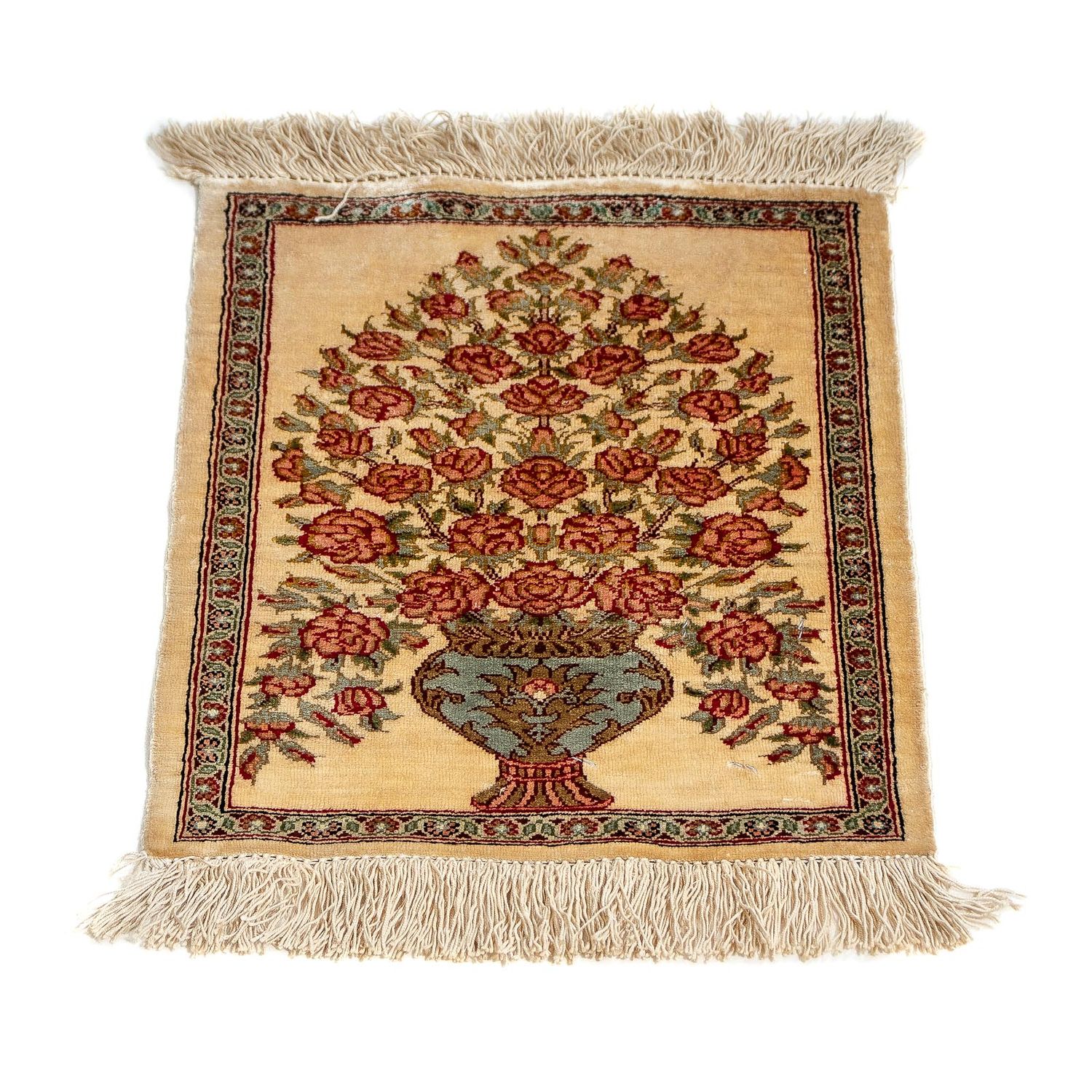 Silk Rug - Ghom Silk - Premium - 42 x 31 cm - beige