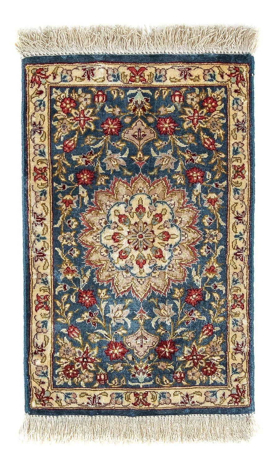 Silk Rug - Ghom Silk - Premium - 44 x 27 cm - dark blue