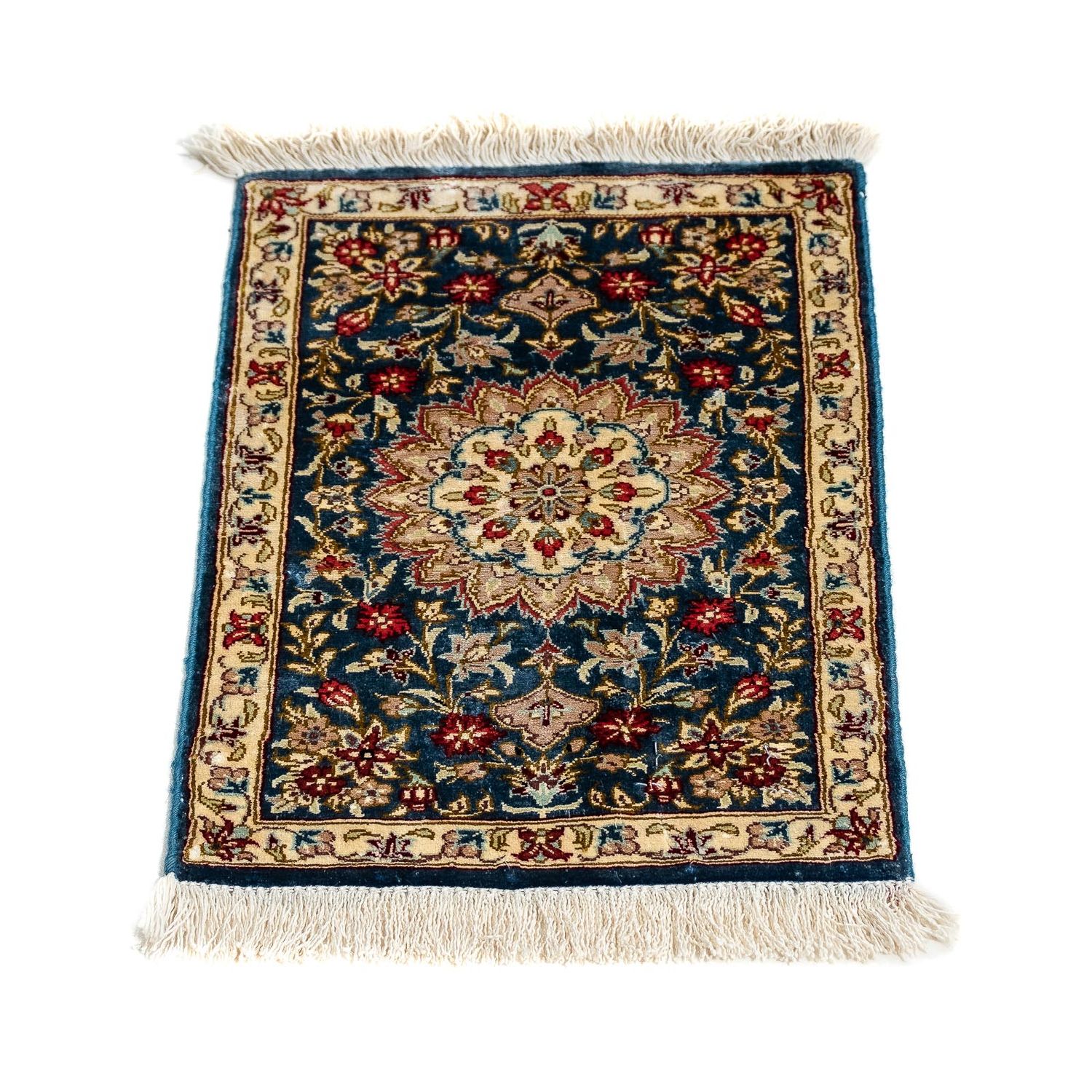 Silk Rug - Ghom Silk - Premium - 44 x 27 cm - dark blue