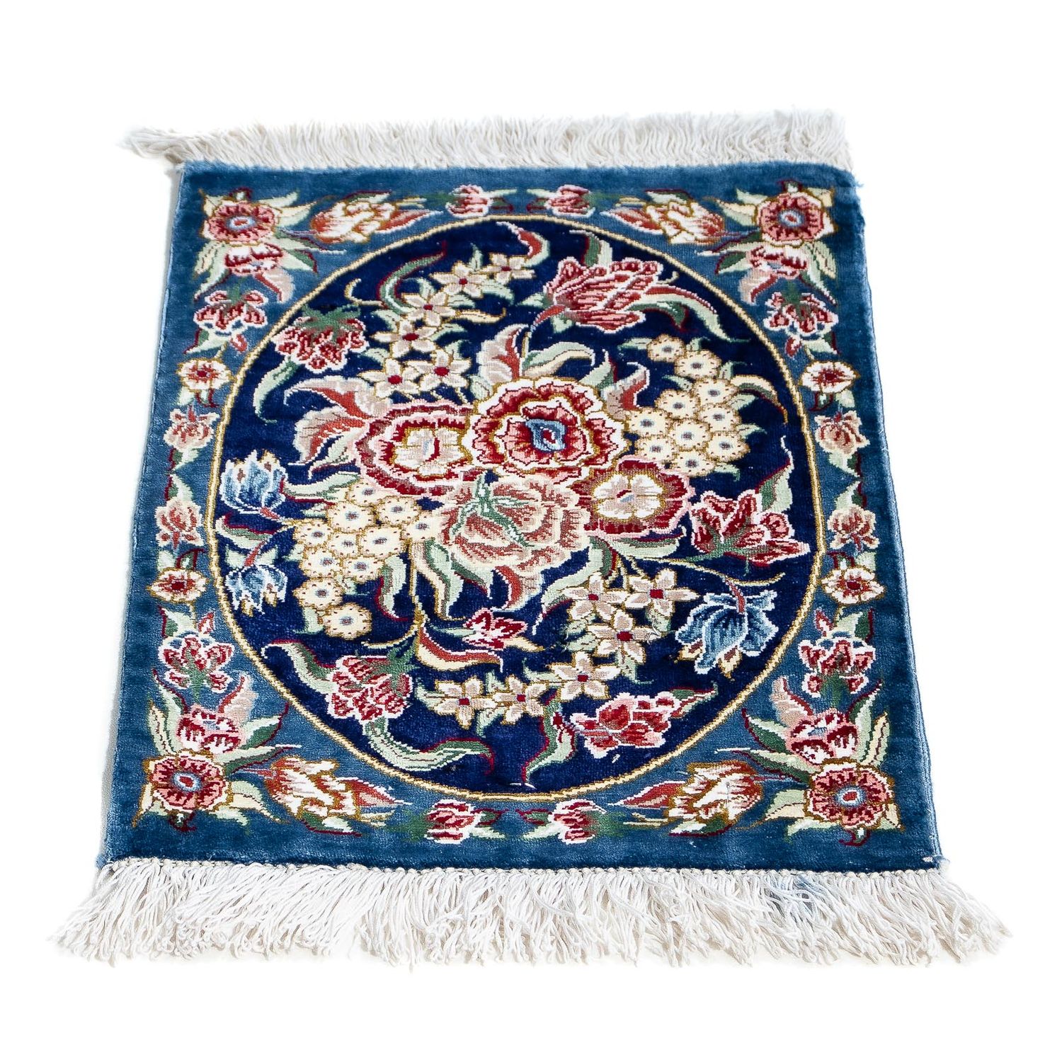 Silk Rug - Ghom Silk - Premium - 40 x 28 cm - dark blue