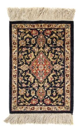 Silk Rug - Ghom Silk - Premium - 41 x 28 cm - dark blue